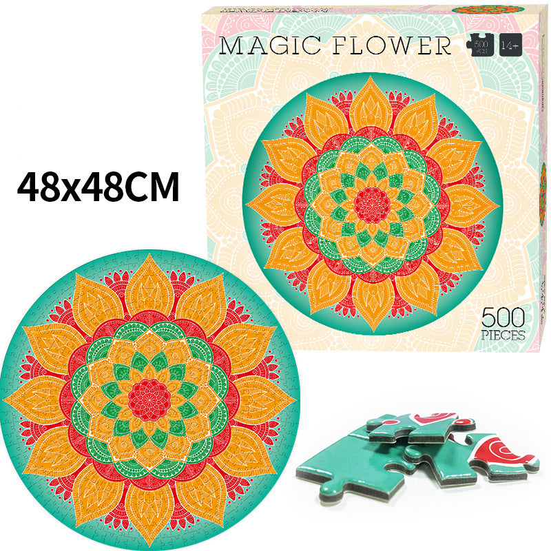 Round Puzzle 500 Pieces Zodiac Rainbow Magic Kaleidoscope