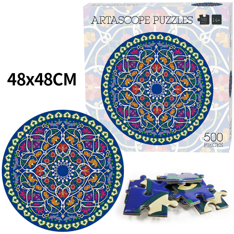 Round Puzzle 500 Pieces Zodiac Rainbow Magic Kaleidoscope