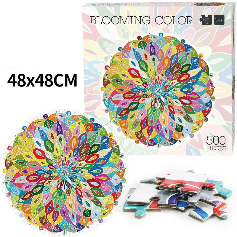 Round Puzzle 500 Pieces Zodiac Rainbow Magic Kaleidoscope